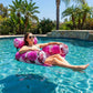 Inflatable Pool Lounge Chair Float with Adjustable Backrest and Arm Supports