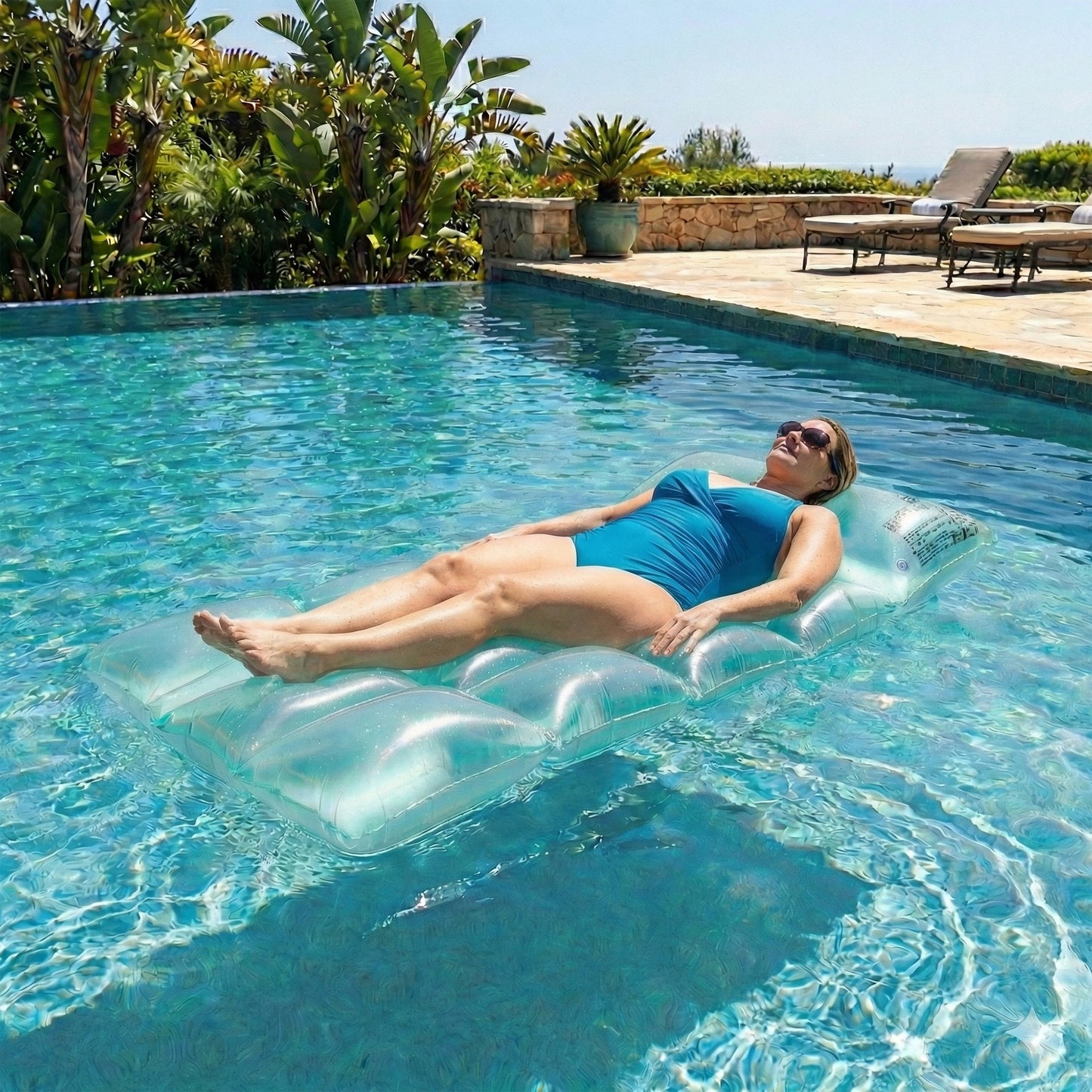 Inflatable Pool Float Lounger Water Raft Mat for Swimming Pool Beach and Lake