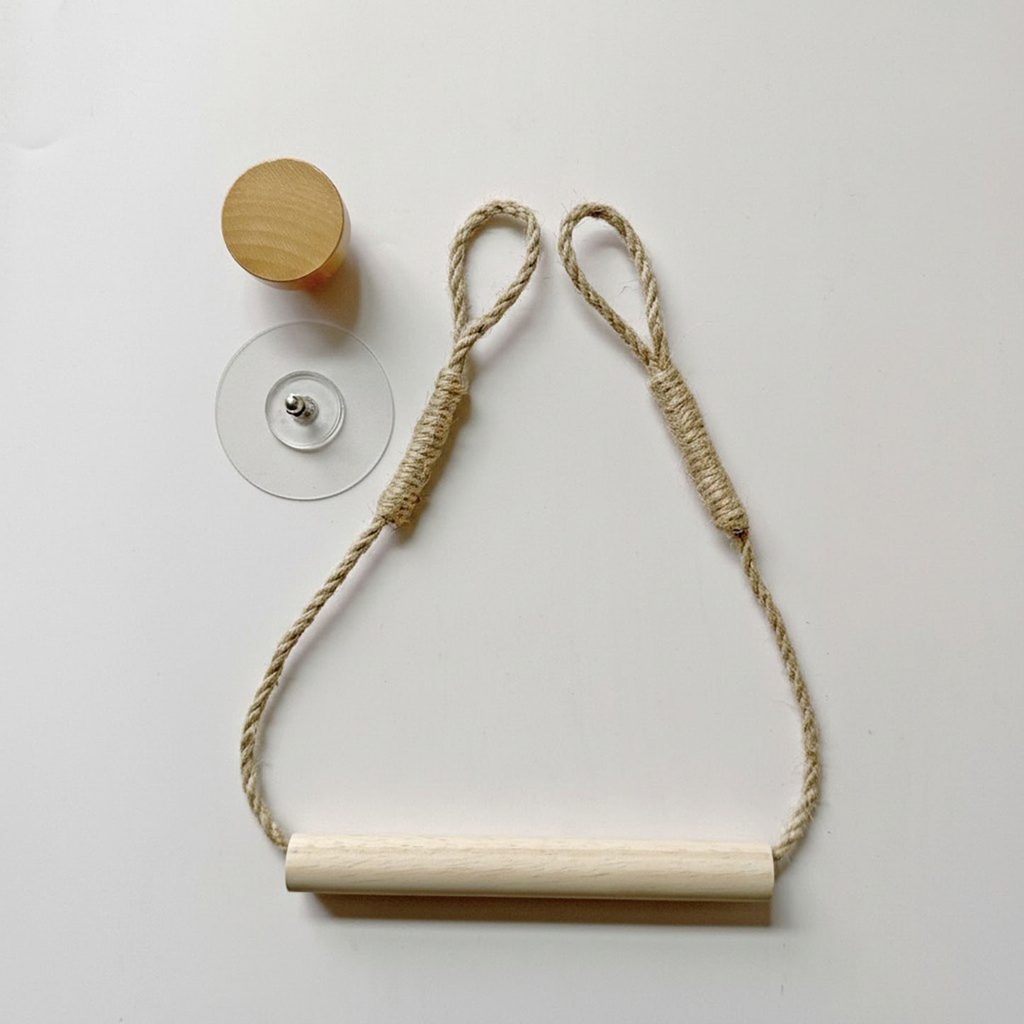 3-piece Wall Mounted Rope Toilet Paper Holder with Wooden Rod