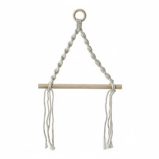 3-piece Hanging Rope Toilet Paper Holder with Wooden Dowel Bar