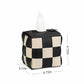 Woven Checkered Tissue Box Cover with Soft Structured Design