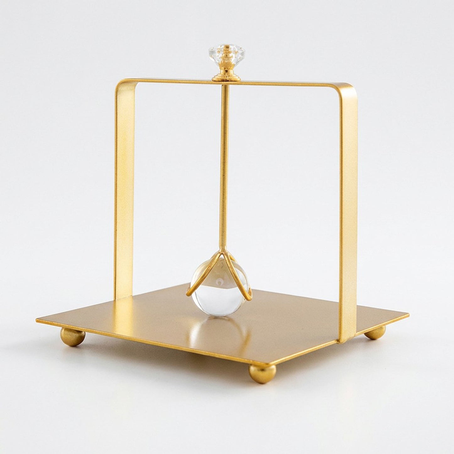 Modern Gold Metal Napkin Holder with Crystal Knob Decorative Tabletop Organizer