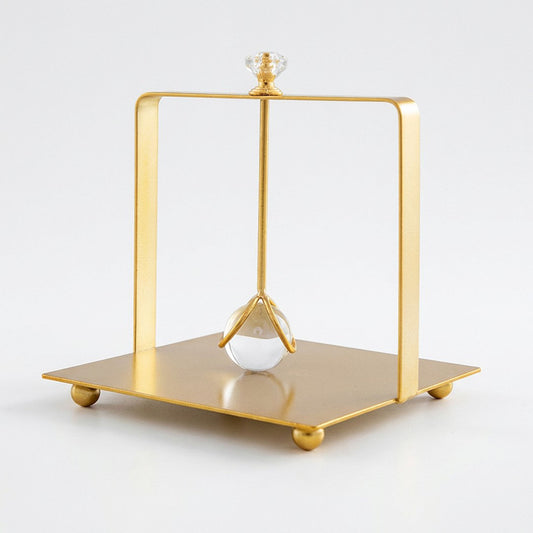 Modern Gold Metal Napkin Holder with Crystal Knob Decorative Tabletop Organizer