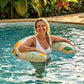Inflatable U Shape Pool Float Adult Swim Ring Tropical Lemon Print Swimming Pool Float