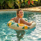 Inflatable U Shape Pool Float Adult Swim Ring Tropical Lemon Print Swimming Pool Float