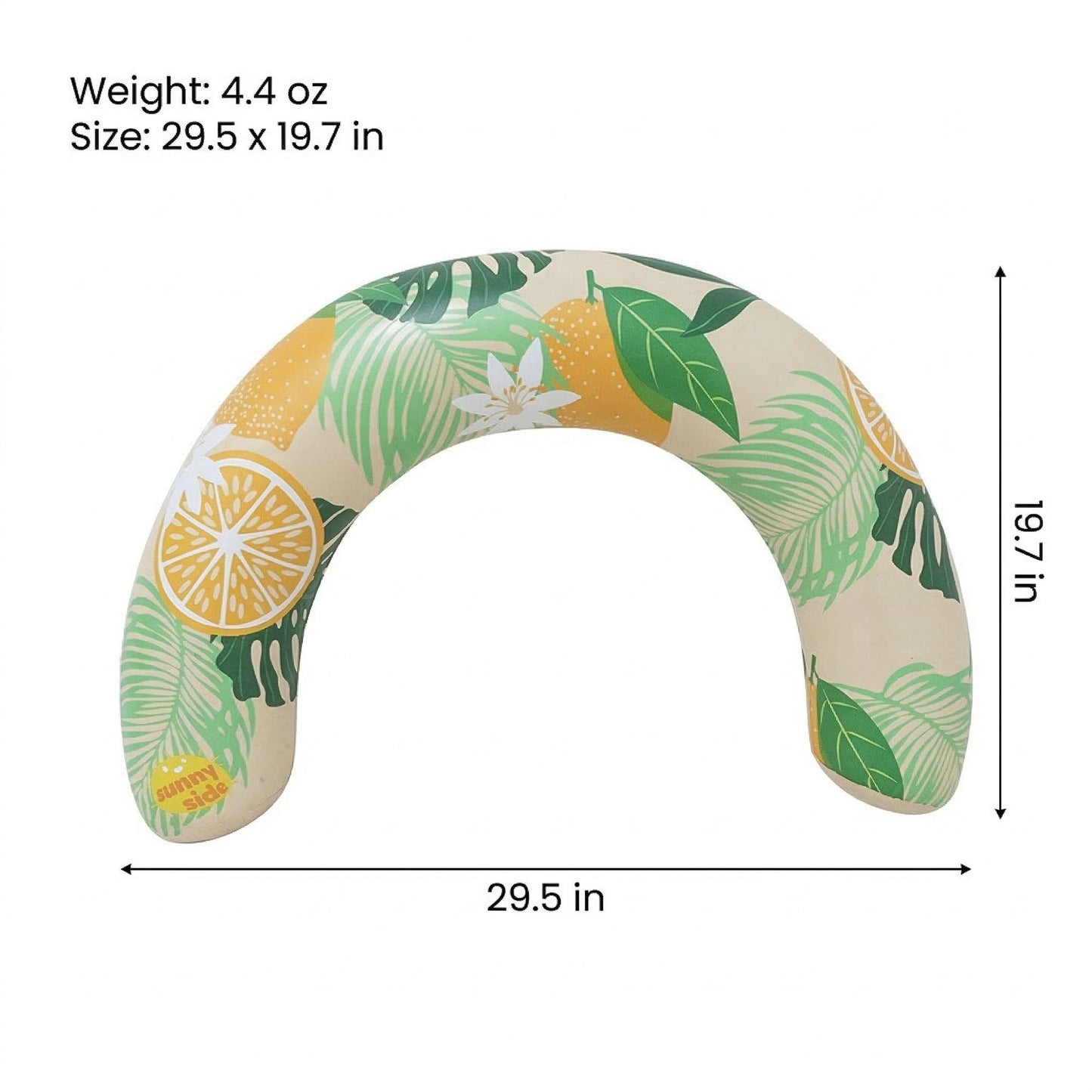 Inflatable U Shape Pool Float Adult Swim Ring Tropical Lemon Print Swimming Pool Float