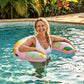 Inflatable U Shape Pool Float Adult Swim Ring Tropical Lemon Print Swimming Pool Float