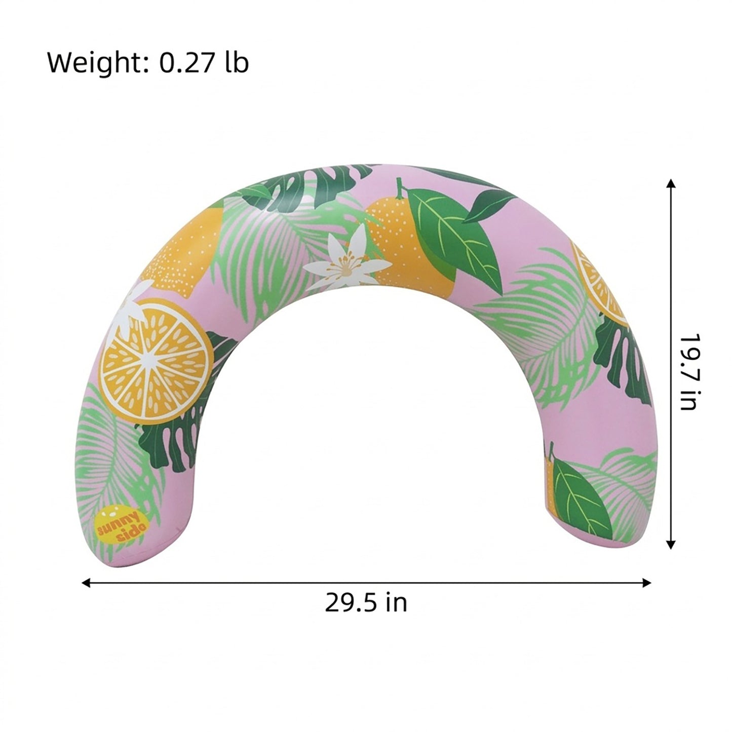 Inflatable U Shape Pool Float Adult Swim Ring Tropical Lemon Print Swimming Pool Float