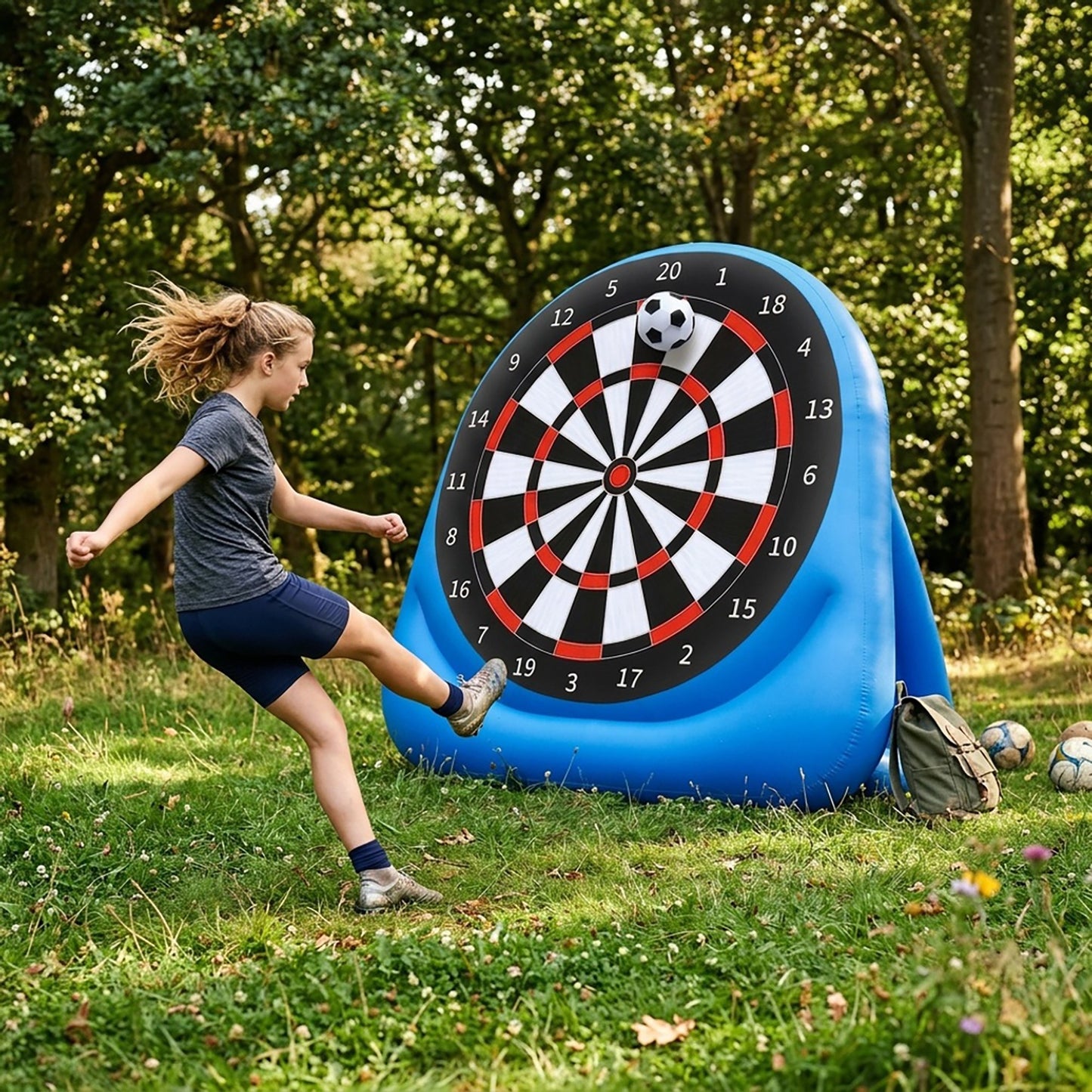 Inflatable Soccer Dart Board Game Giant Kick Dart Target with Sticky Ball Outdoor Lawn Sports Game