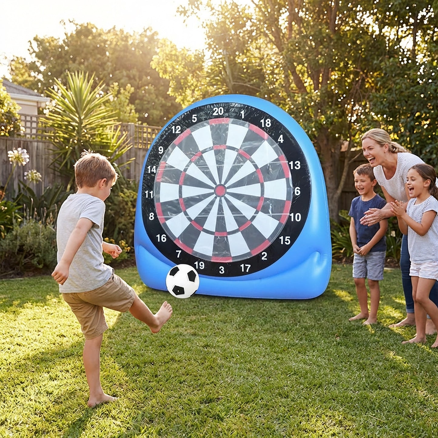 Inflatable Soccer Dart Board Game Giant Kick Dart Target with Sticky Ball Outdoor Lawn Sports Game