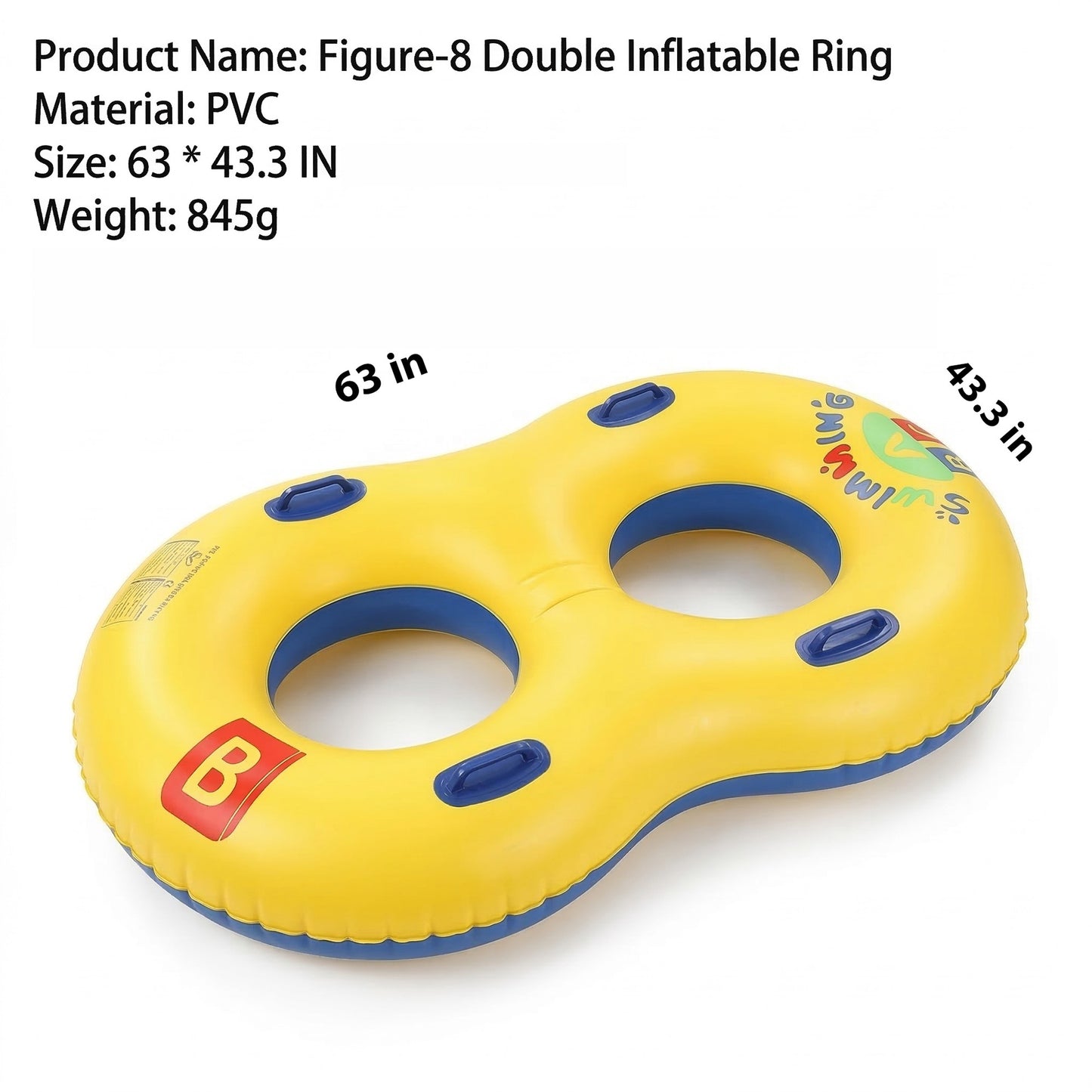 Double Inflatable Pool Float Tube with Handles Heavy Duty PVC Water Lounger Beach Lake Use