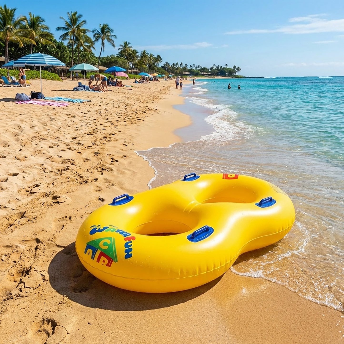 Double Inflatable Pool Float Tube with Handles Heavy Duty PVC Water Lounger Beach Lake Use