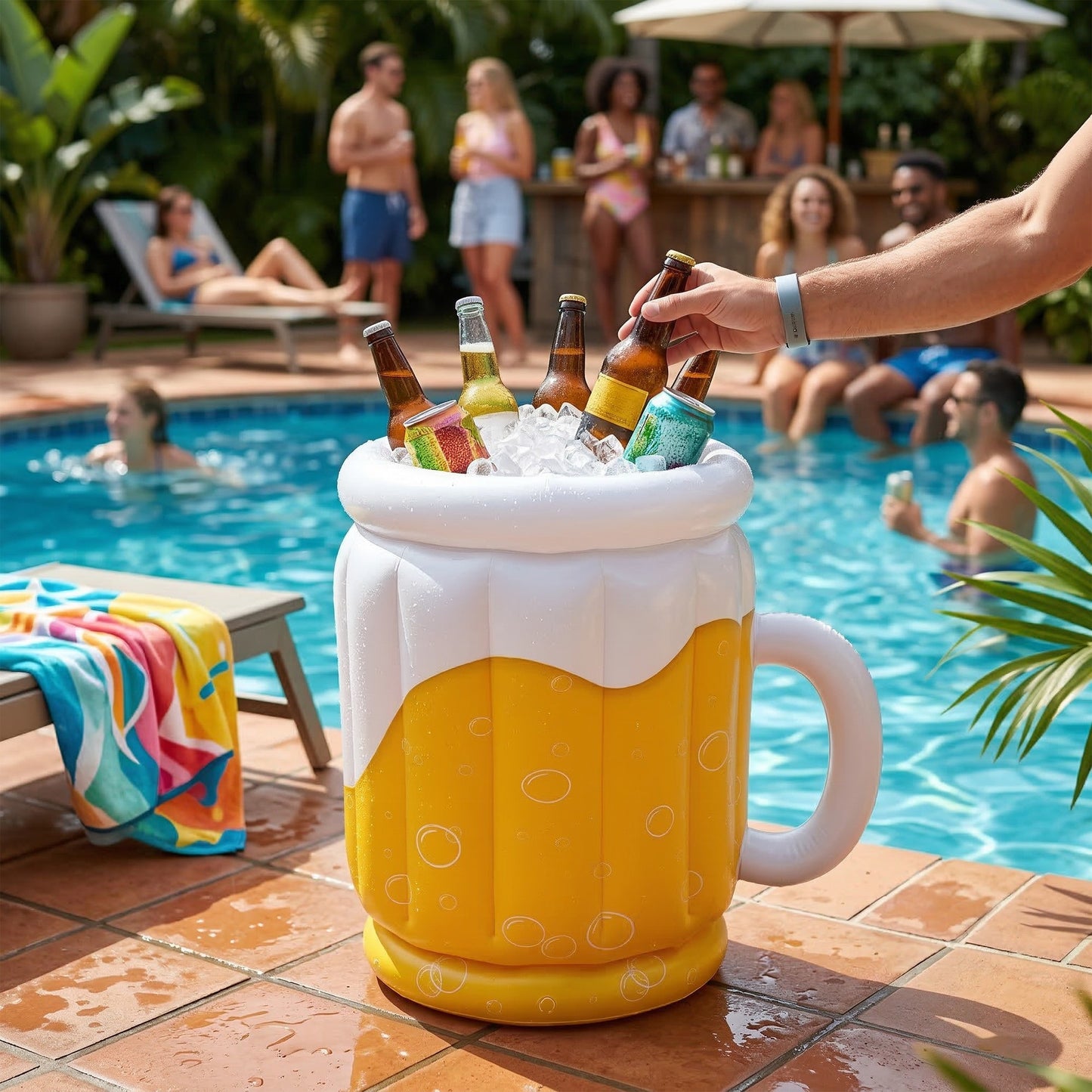 Inflatable Beer Mug Cooler with Ice Bucket Design Large Capacity PVC Drink Holder for Party Use