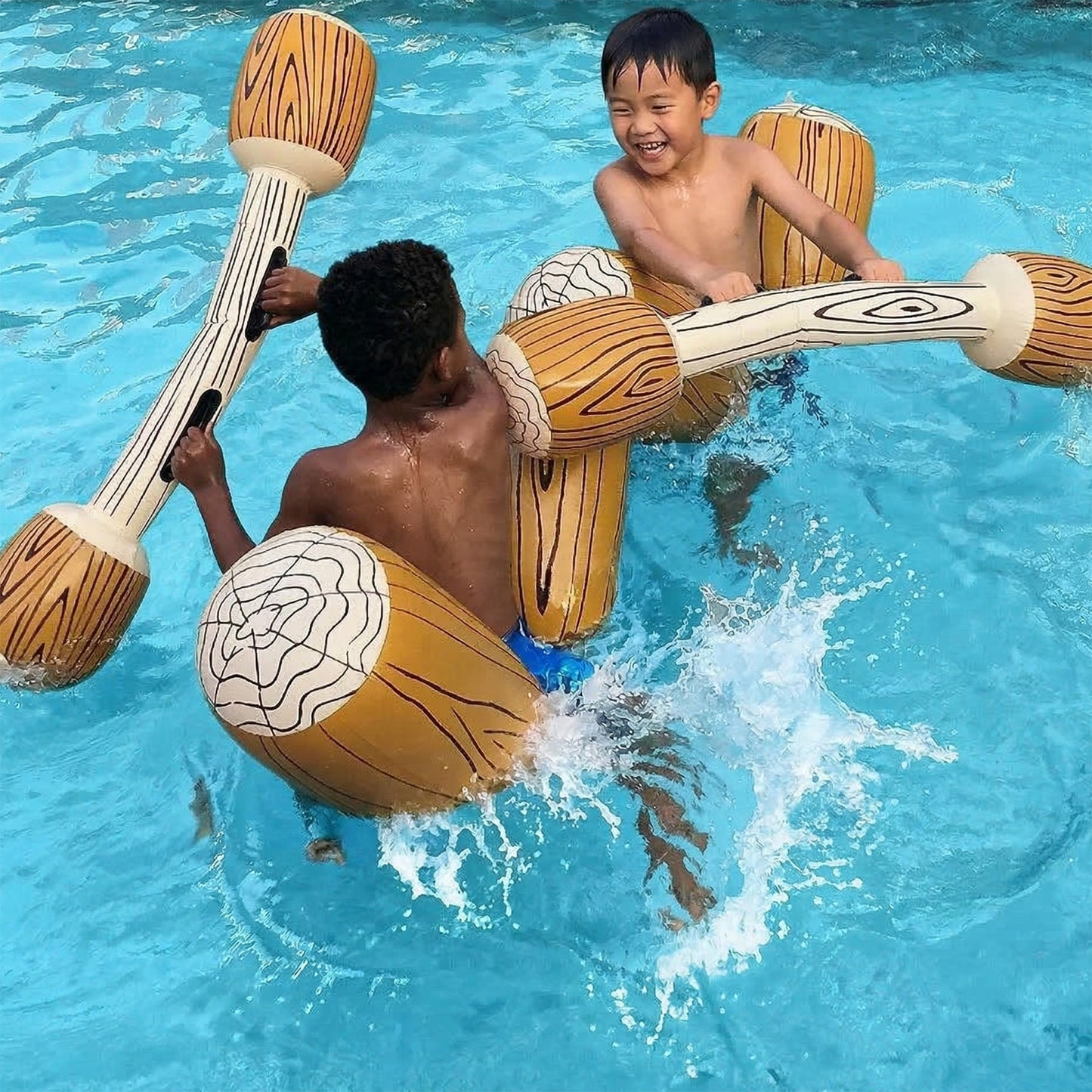 Inflatable Log Pool Float Set with Handles Water Battle Toy Floating Stick Pool Lake Beach Fun