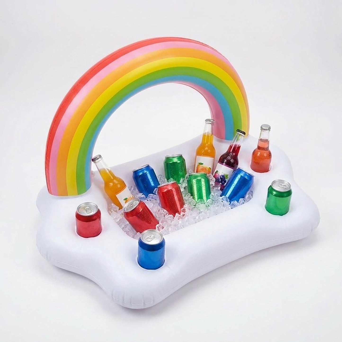 Inflatable Pool Drink Holder Floating Cooler with Cup Holders Ice Bucket Beverage Organizer for Pool
