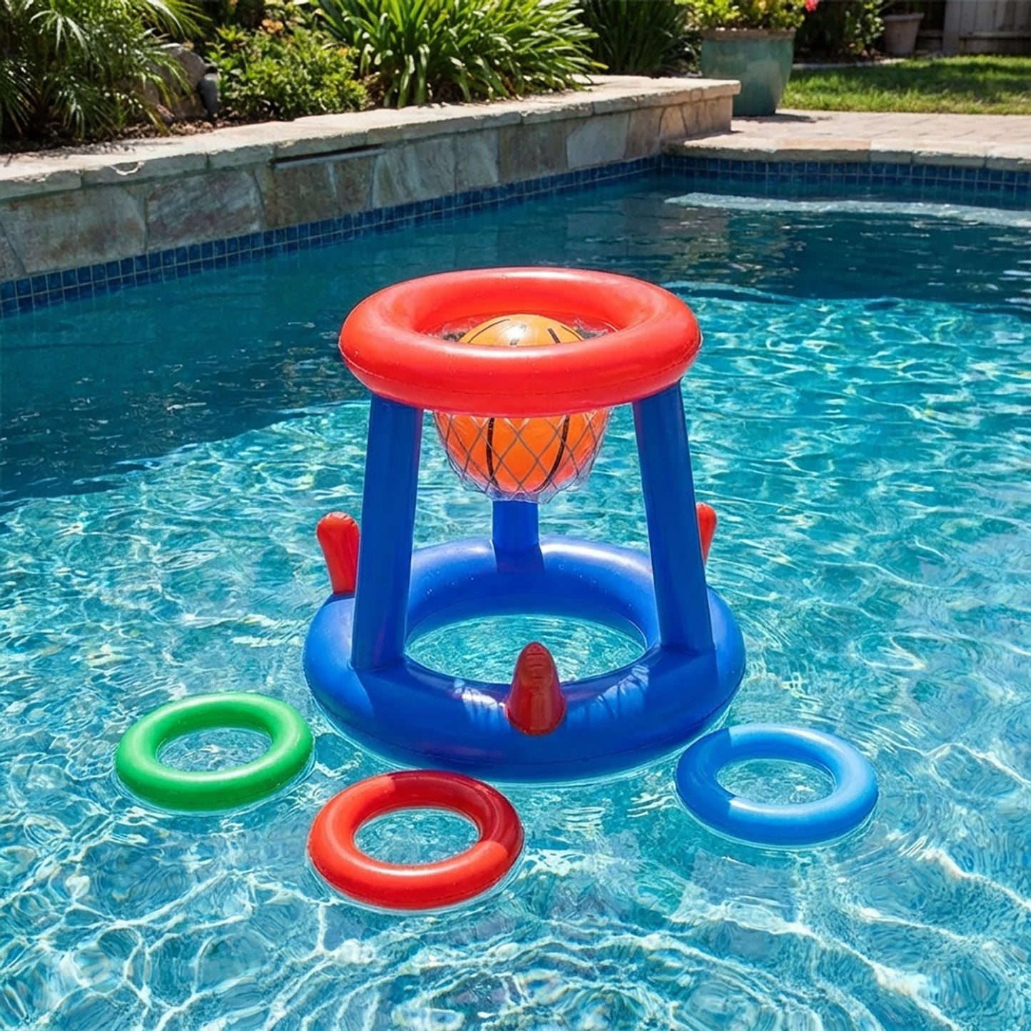 Inflatable Pool Basketball Game Set Floating Hoop Water Toy Backyard Pool Games