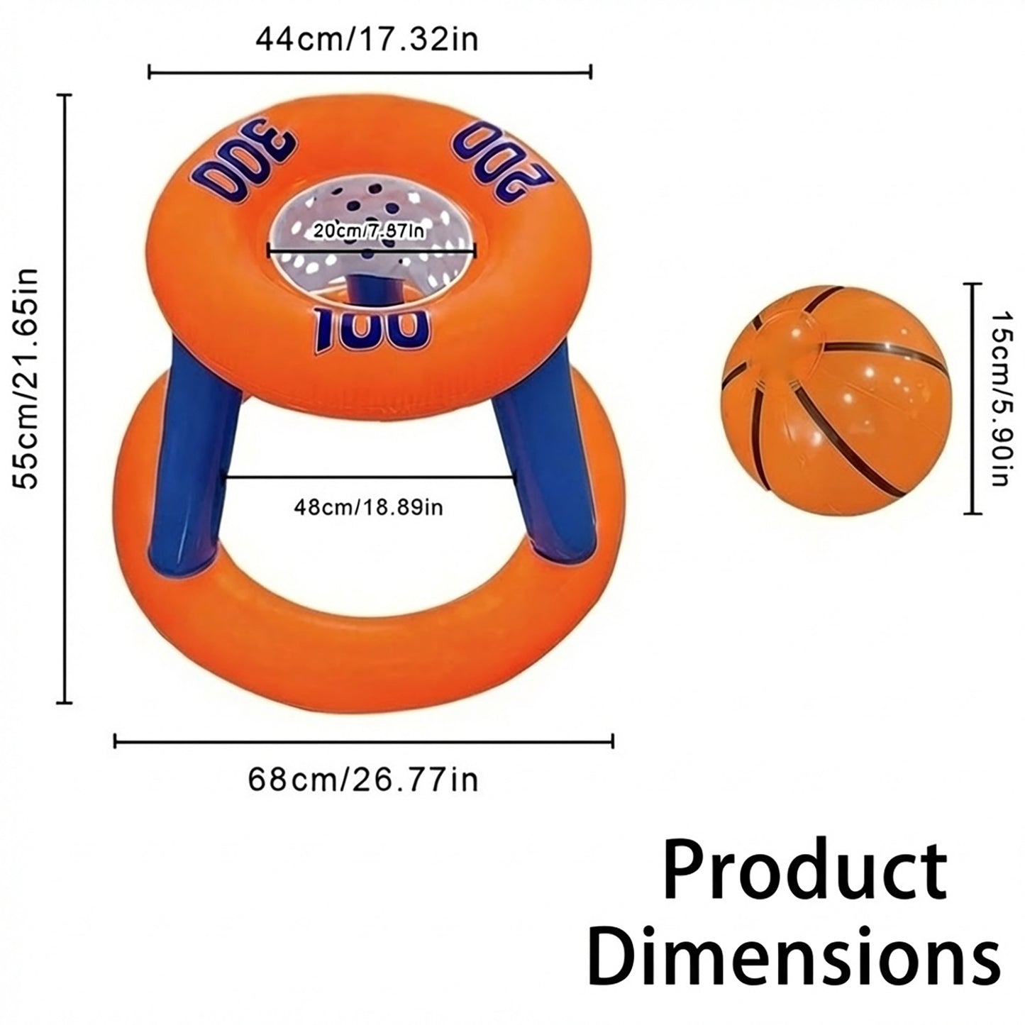 Inflatable Pool Basketball Game Set Floating Hoop Water Toy Backyard Pool Games