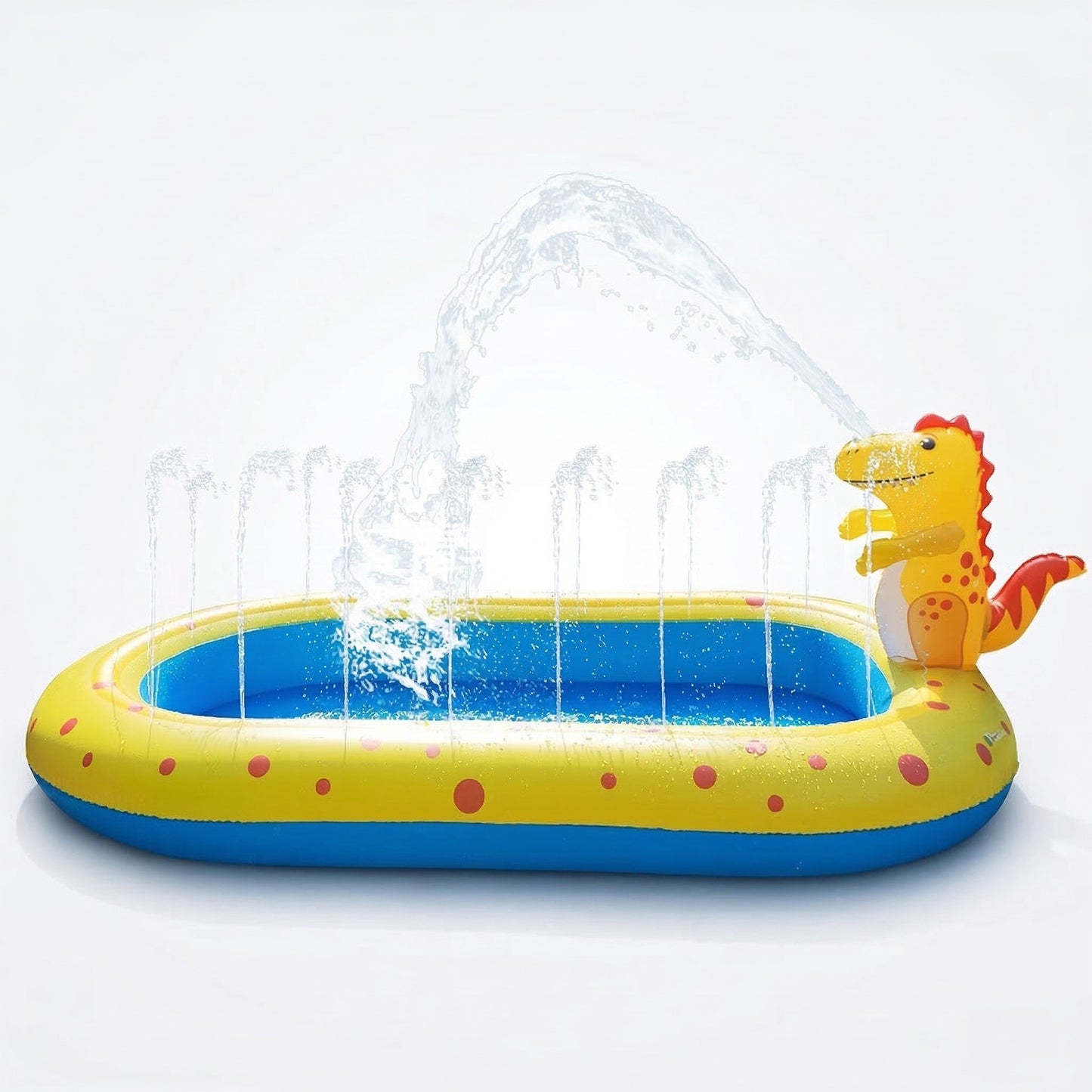 Inflatable Splash Pool with Dinosaur Water Sprayer Backyard Spray Play Pool Outdoor Water Play
