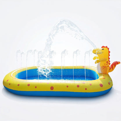 Inflatable Splash Pool with Dinosaur Water Sprayer Backyard Spray Play Pool Outdoor Water Play