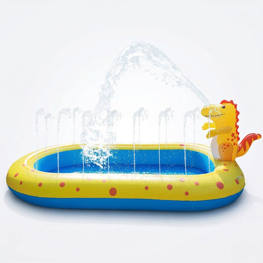 Inflatable Splash Pool with Dinosaur Water Sprayer Backyard Spray Play Pool Outdoor Water Play
