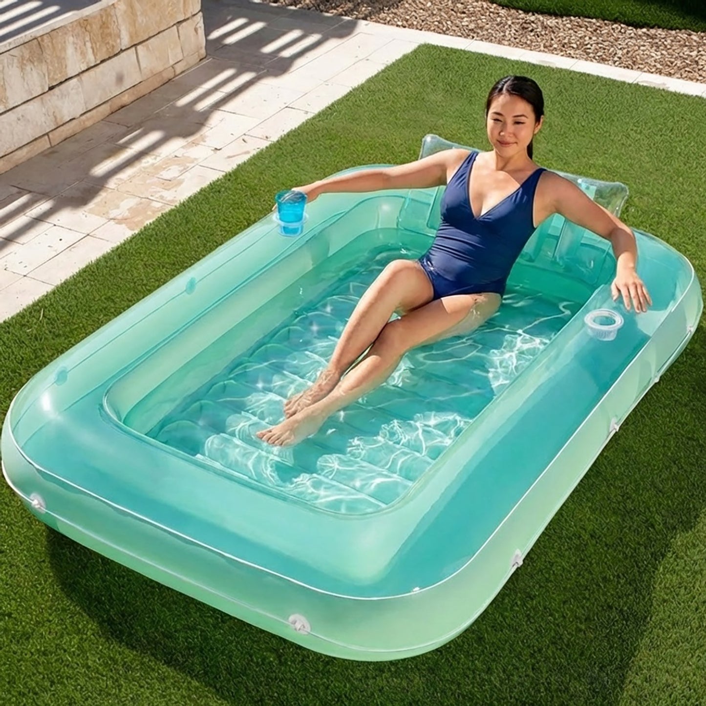 Inflatable Pool Float Lounger Portable Floating Lounge Mat for Pool Beach Backyard Summer Relaxation