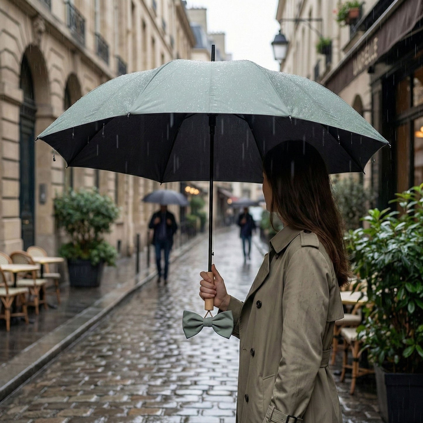 Neutral Compact Umbrella with UV Protective Black Interior