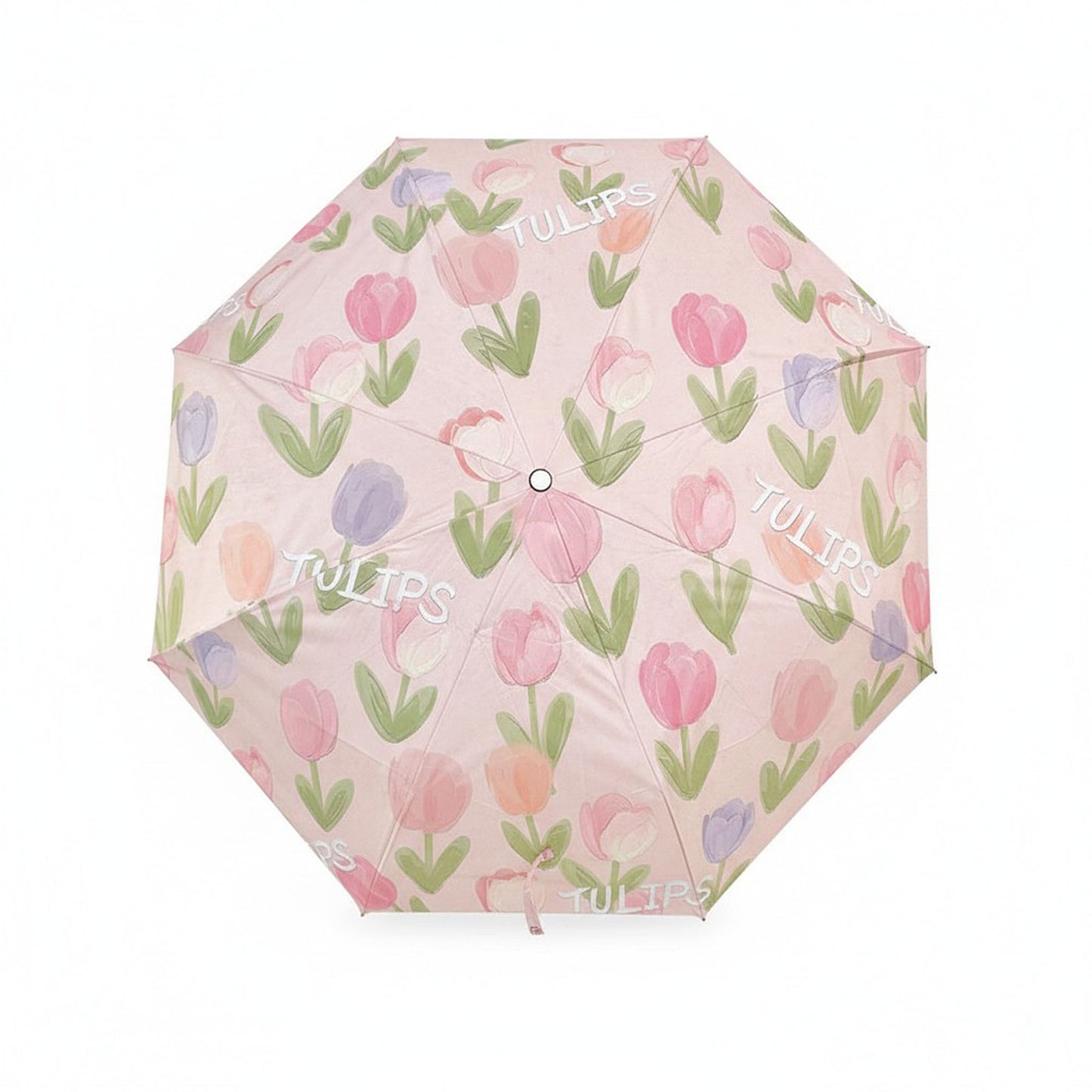 Tulip Floral Print Compact Foldable Umbrella