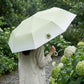 Gradient-Colored Umbrella with Floral Accent and Curved Handle