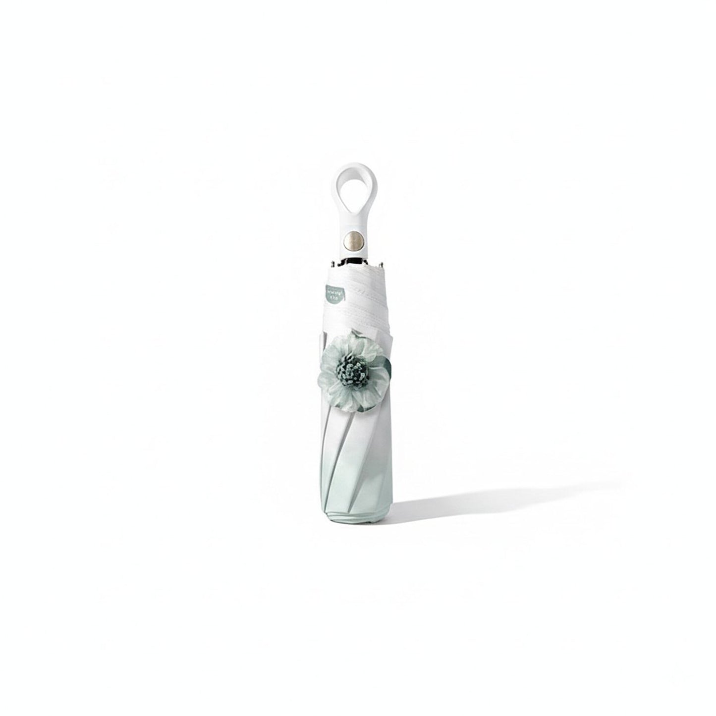 Gradient-Colored Umbrella with Floral Accent and Curved Handle