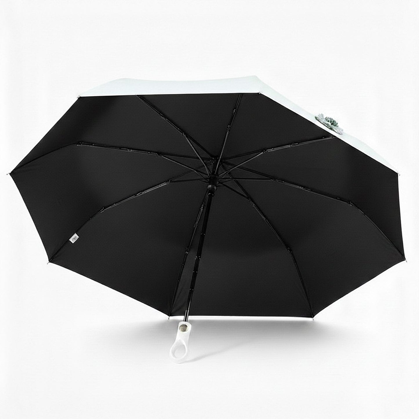 Gradient-Colored Umbrella with Floral Accent and Curved Handle