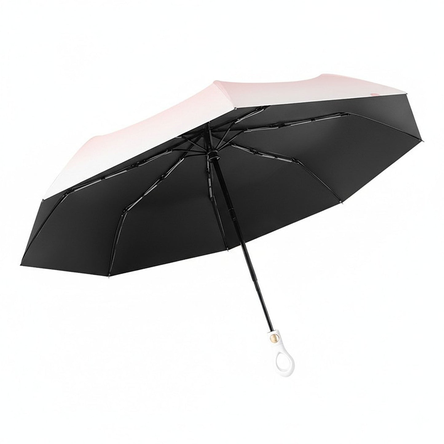 Gradient-Colored Umbrella with Floral Accent and Curved Handle