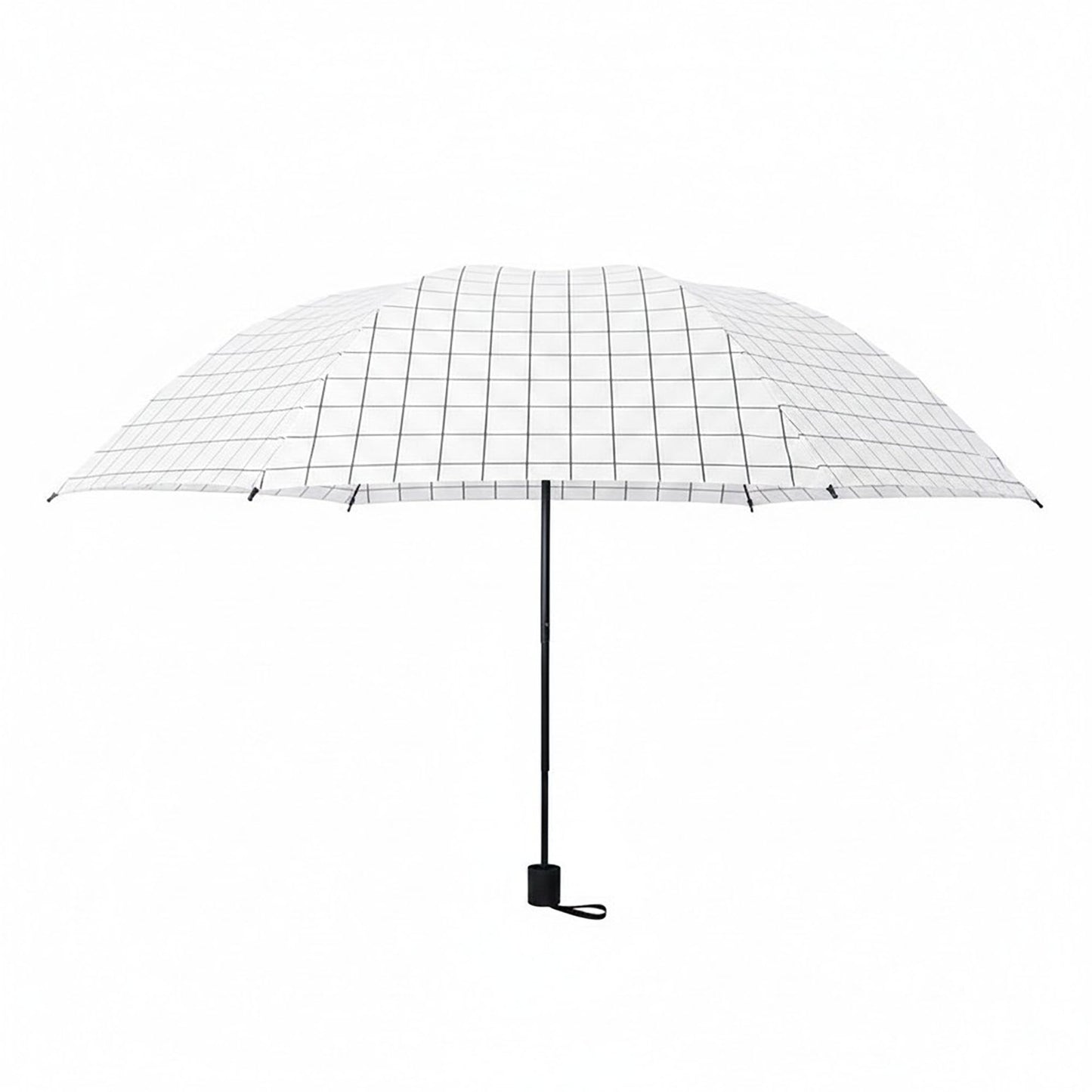 Clear Dome Umbrella with Grid Pattern Auto Open Wind Resistant Frame and Curved Handle Design