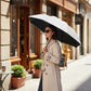 Clear Dome Umbrella with Grid Pattern Auto Open Wind Resistant Frame and Curved Handle Design