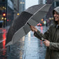 Compact Folding Umbrella with Two Tone Canopy Wind Resistant Frame and Automatic Open Handle