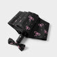 Compact Folding Umbrella with Bow Print Canopy Automatic Open Wind Resistant Frame and Strap