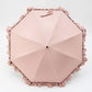 Dome Umbrella with Ruffle Trim Canopy Bamboo Style Handle and Wind Resistant Frame
