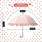 Dome Umbrella with Ruffle Trim Canopy Bamboo Style Handle and Wind Resistant Frame