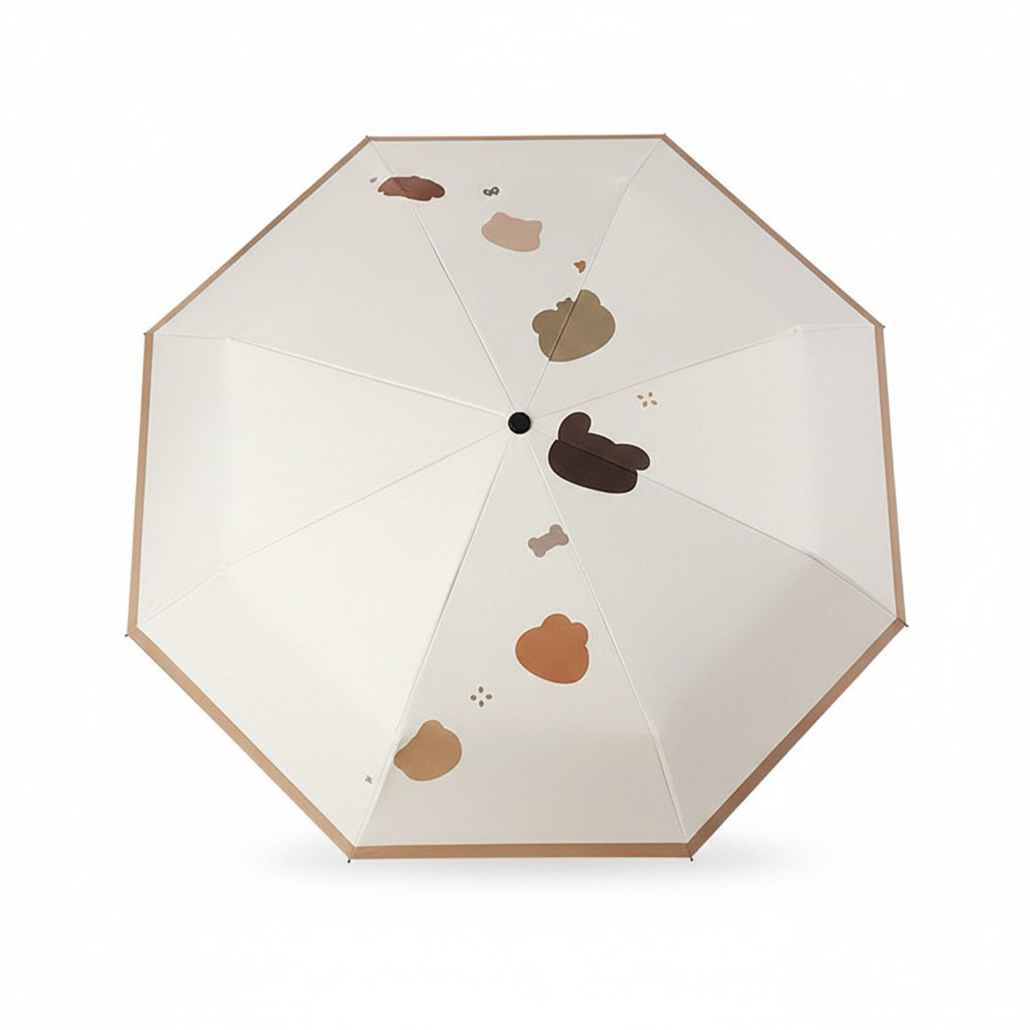 Bear Print Compact Folding Umbrella with Automatic Open Wind Resistant Frame and Wrist Strap