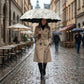 Floral Print Compact Umbrella with Scalloped Trim Canopy Automatic Open and Wind Resistant Frame
