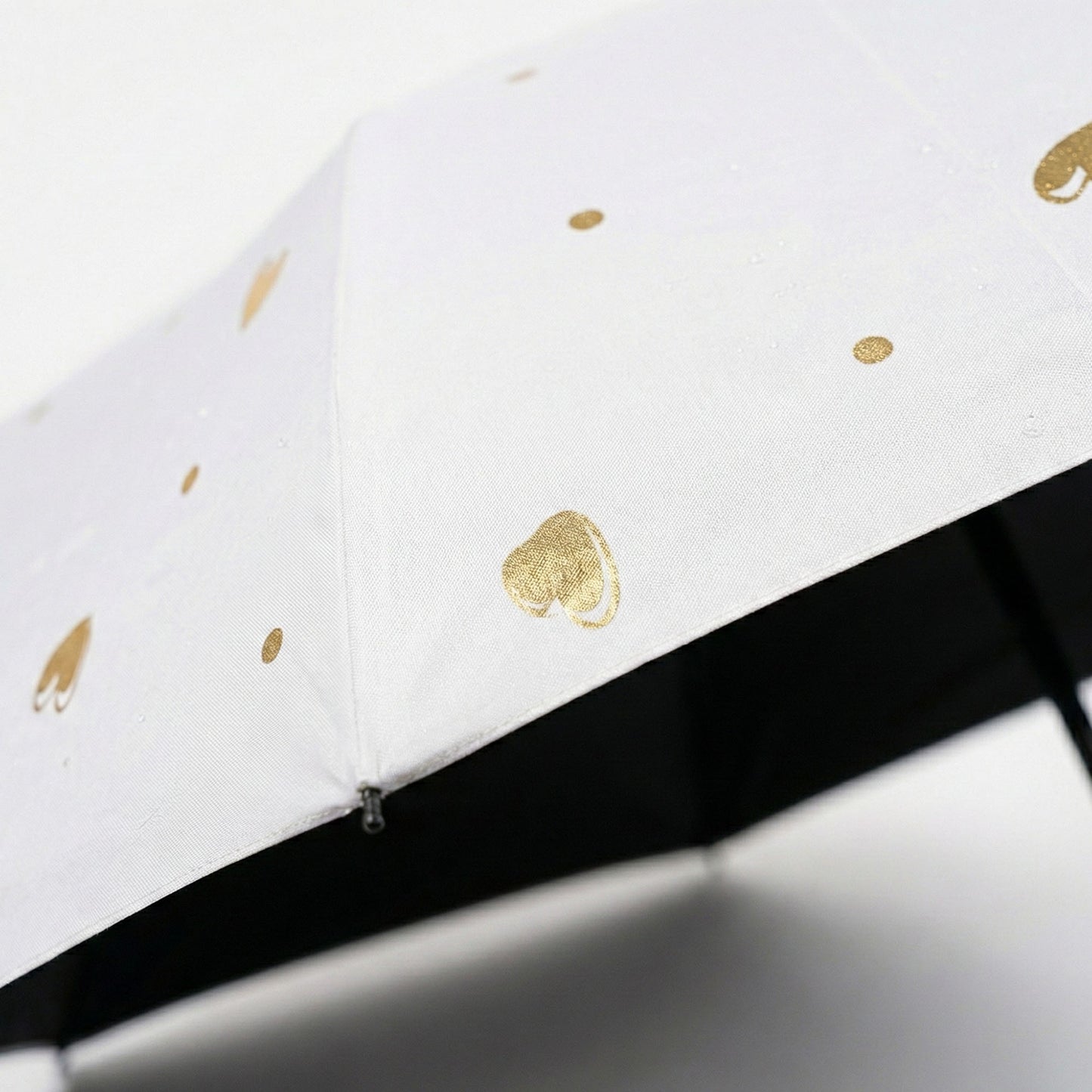 Heart Print Compact Folding Umbrella with Automatic Open Wind Resistant Frame and Wrist Strap