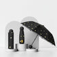 Heart Print Compact Folding Umbrella with Automatic Open Wind Resistant Frame and Wrist Strap
