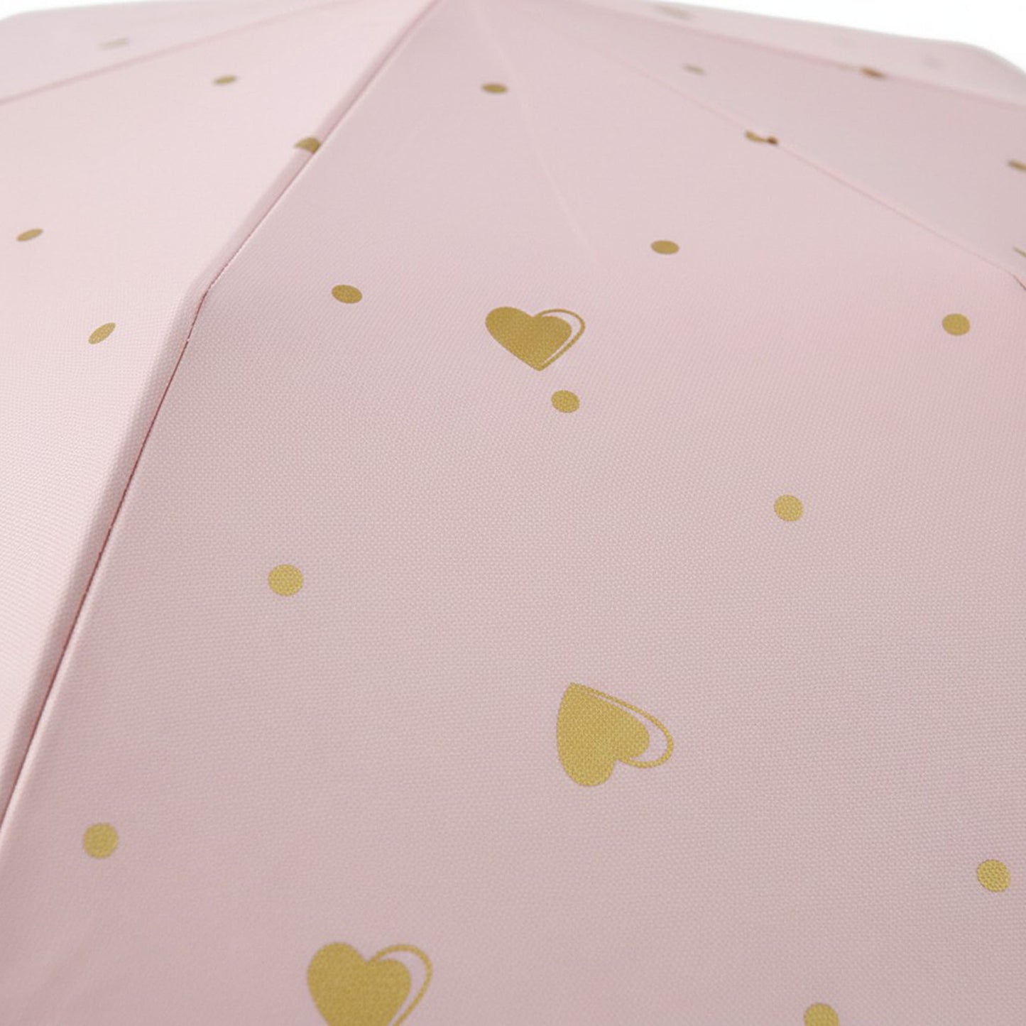 Heart Print Compact Folding Umbrella with Automatic Open Wind Resistant Frame and Wrist Strap
