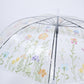 Clear Dome Umbrella with Floral Print Canopy Wind Resistant Frame and Curved Handle