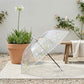 Clear Dome Umbrella with Floral Print Canopy Wind Resistant Frame and Curved Handle