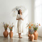 Clear Dome Umbrella with Floral Print Canopy Wind Resistant Frame and Curved Handle
