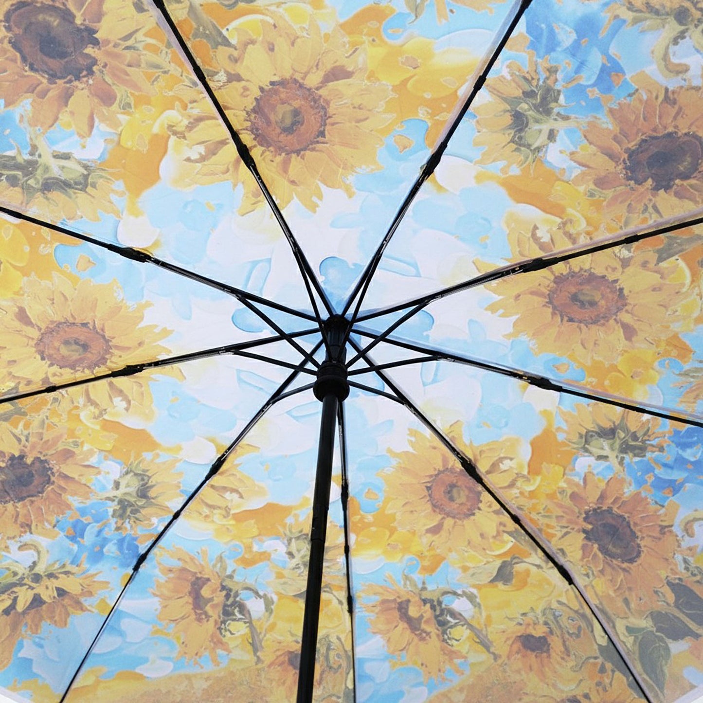 Sunflower Print Compact Folding Umbrella with Automatic Open Wind Resistant Frame