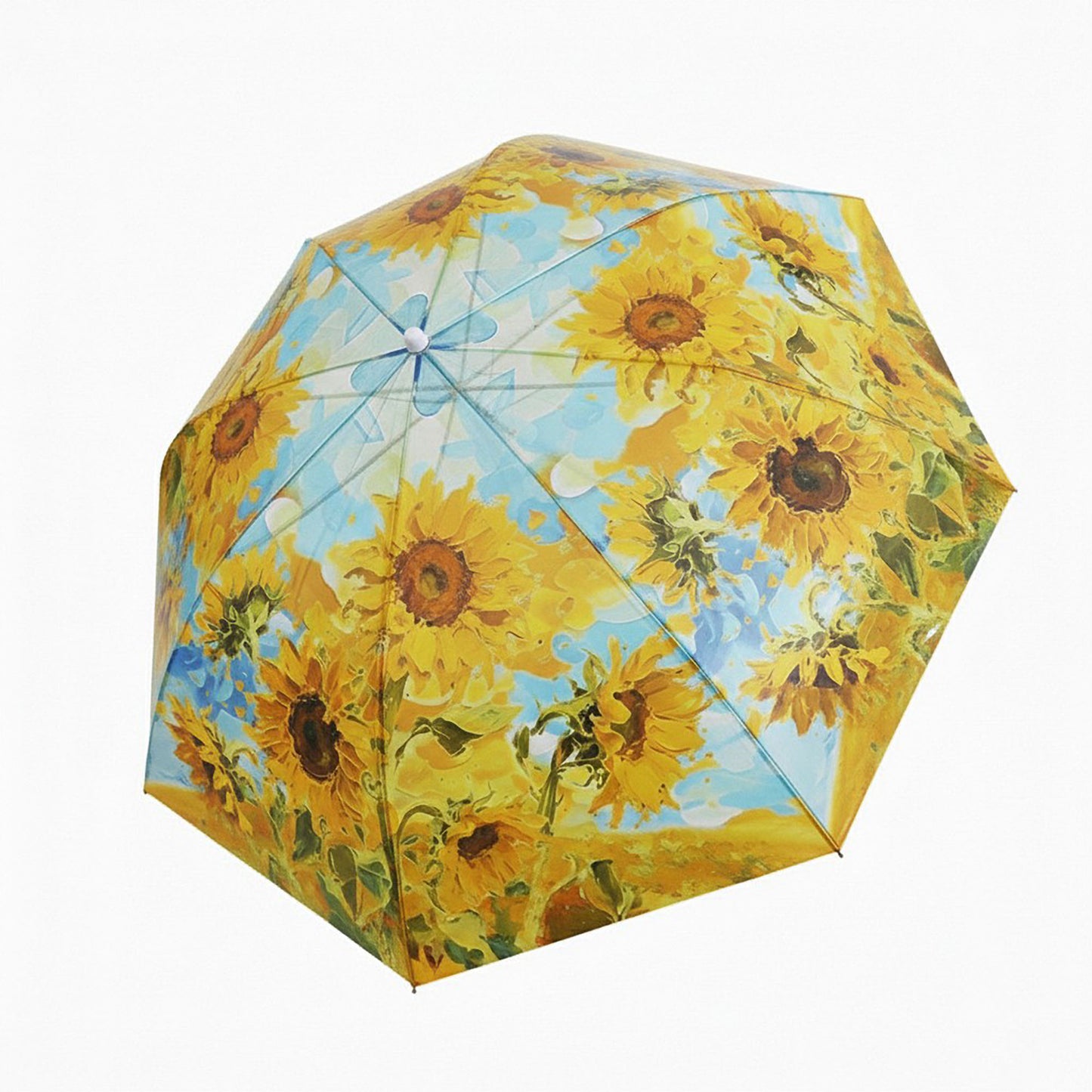 Sunflower Print Compact Folding Umbrella with Automatic Open Wind Resistant Frame