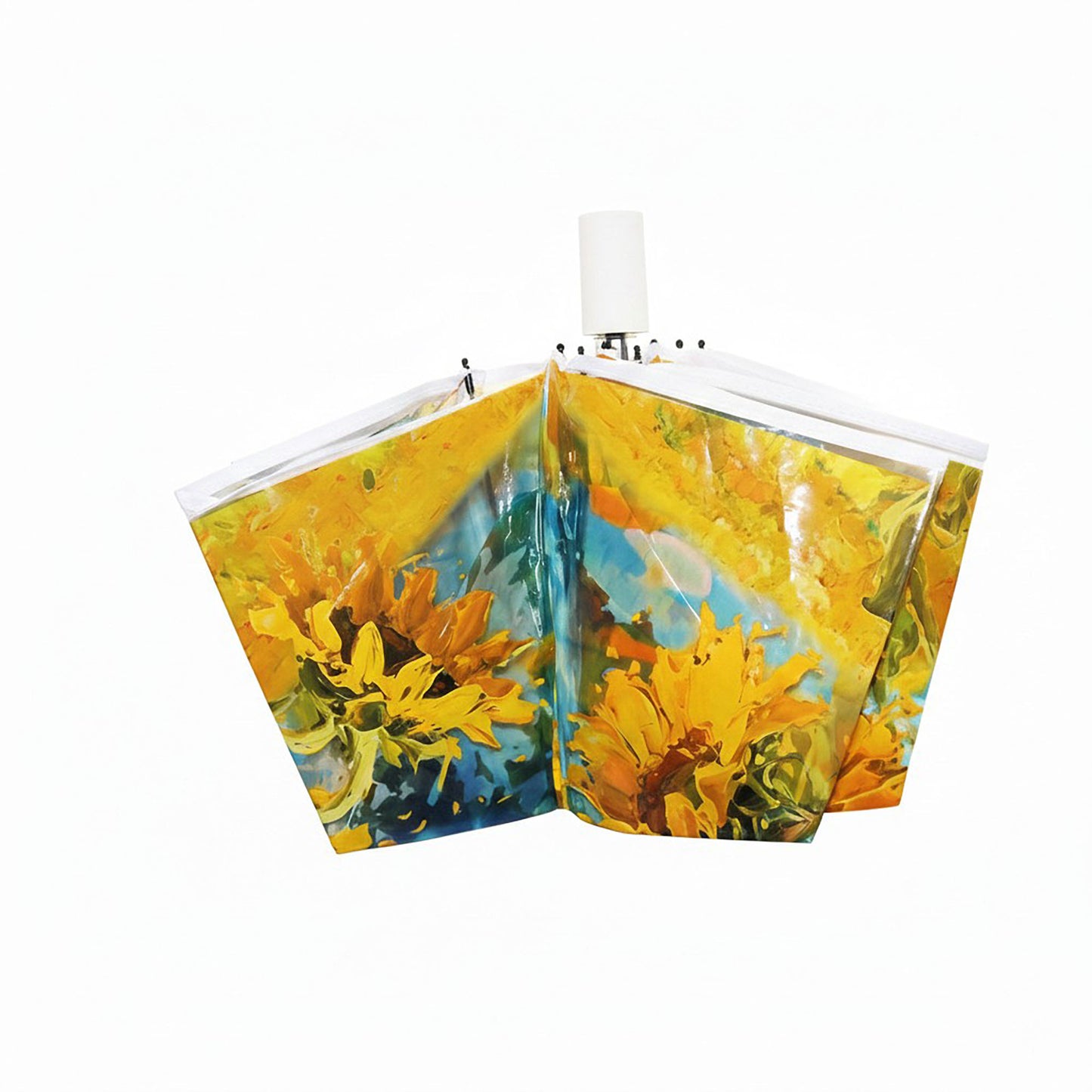 Sunflower Print Compact Folding Umbrella with Automatic Open Wind Resistant Frame