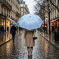 Cloud and Star Print Compact Folding Umbrella with Matching Sleeve and Automatic Open