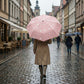Cloud and Star Print Compact Folding Umbrella with Matching Sleeve and Automatic Open